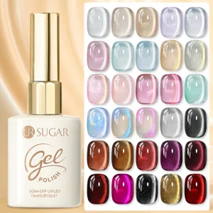 Vernis à ongles gel UR SUGAR 15 ml effet œil de chat montrant diverses teintes pailletées.