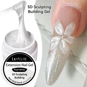 Wischfreies 5D Nagelschnitzgel Satinglanz Perlweiß Skulptur Verlängerungsgel Für 3D Nail Art Dekoration DIY Blumendesign