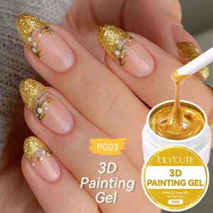 LILY'CUTE 3D Painting Gel For Nail Art Embossing Lining Creamy Texture UV LED Soak Off Resin Nail Polish DIY Manicure Tools