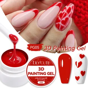 Professional red 3D painting gel for embossed nail art and creative French designs