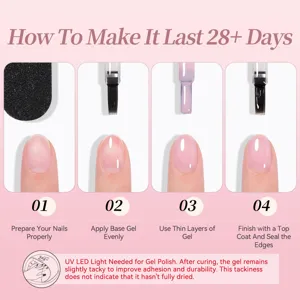 Tutoriel d'application du vernis à ongles gel rose translucide BORN PRETTY pas à pas