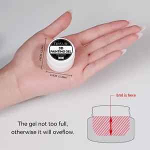 LILY'CUTE 3D nail painting gel for relief nail art 8ml jar shown in hand with dimensions