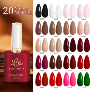 Vernis à ongles semi-permanent Born Pretty 20 couleurs avec formule UV LED professionnelle.