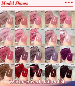 Set de 20 esmaltes de uñas al agua con tonos rosa, rojo y morado de alto brillo