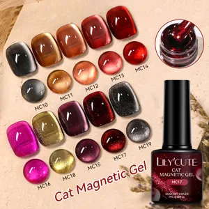 LILY'CUTE Katzenauge Magnetischer Gellack Feiner Schimmer Bernsteinrot Soak Off UV LED Nagelkunst Gel Für Damen Maniküre