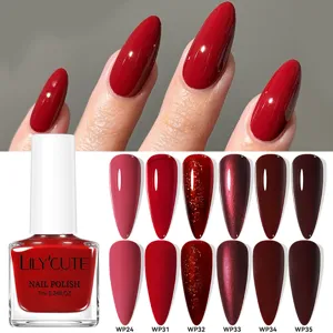 Set de esmalte de uñas rojo LILY'CUTE a base de agua con acabados brillo y mate