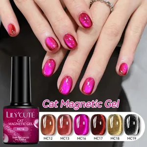 LILY'CUTE Cat Eye Magnet-Nagellack mit schimmerndem Bernsteinrot für Dopamin-Effekt