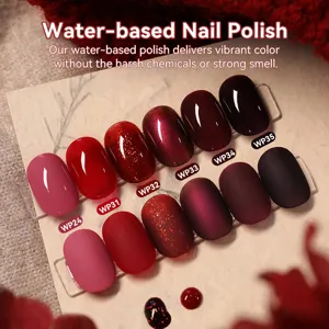 Juego de esmaltes de uñas a base de agua profesional con tonos rojos brillantes y mates