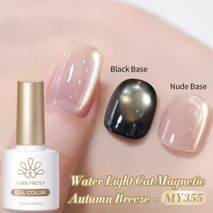 BORN PRETTY Gel magnetico gatto luce d'acqua MY355 Autumn Breeze su basi nere e nude