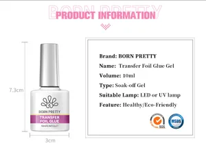 Spécifications détaillées et dimensions du gel de colle pour feuilles de nail art 10ml