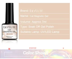 Detailed specifications of LILY'CUTE fine shimmer nude cat eye nail gel 7ml bottle