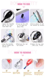 Guide d'utilisation et de retrait du gel de transfert pour feuilles d'ongles BORN PRETTY