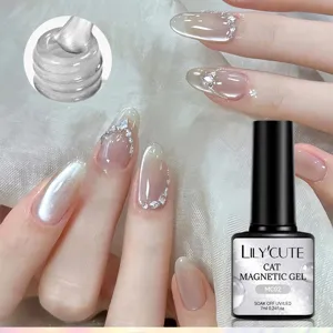 LILY'CUTE fine shimmer nude cat eye gel polish MC02 with shimmering glass bead effect