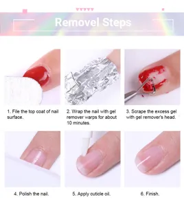 Professional six-step guide for safely removing cat eye gel nail polish with tools