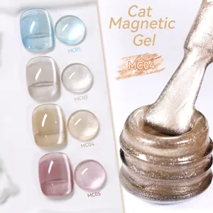 Professional sparkling cat eye magnetic nail gel with sheer nude and crystal pastel colors