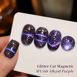 Professionele glitter kattenoog magnetische nagellak in diep Alkaid Purple, MY568