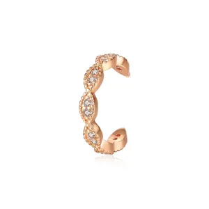 Polsini per Orecchie in Rame Zirconia per Donna Design a Onda Non Forato Clip per Osso dell'Orecchio Singolo Orecchini Senza Buco Stile Minimalista