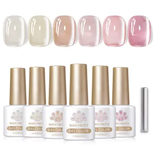 Detail view of BORN PRETTY 6pcs glass bead cat eye gel nail polish set with magnet