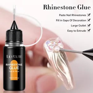 Lily'Cute Colle pour Strass Ongles Professionnelle avec Pointe en Aiguille Gel de Scellement Adhésif Fort Sans Essuyage pour Décoration d'Ongles