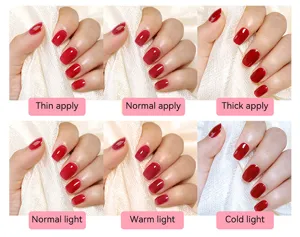 Detailed comparison of solid nail gel coating thickness and lighting effects on red nails