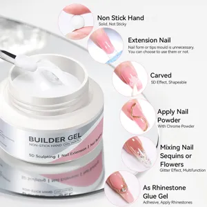 Solid non-stick hand builder gel for nail extension and 5D sculpting milky white