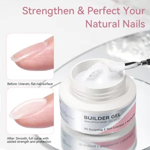 Milky white non-stick builder gel for 5D sculpting and fast professional nail extension.