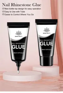 Detail van BORN PRETTY nagelsteentjes lijm tube met nauwkeurige applicator tip voor nagels