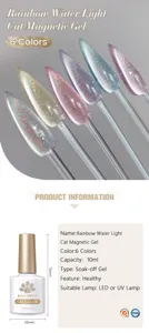 Detail of BORN PRETTY rainbow cat eye gel with sparkling holographic glitter effects
