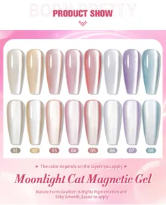 Präsentation der Moonlight Cat Magnetic Gel Nagellackfarben der Marke BORN PRETTY.