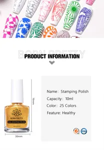 BORN PRETTY 10ml gold nail stamping polish product details and bottle specifications