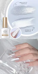 Detailansicht des Born Pretty Moonlight Cat Magnet-Nagelgel-Effekts auf langen Nägeln