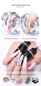Macro detail van BORN PRETTY nagel strass lijm voor edelstenen en juwelen nagel decoratie