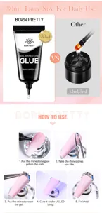 Gedetailleerde 5-stappen handleiding voor BORN PRETTY 30ml nagel steentjes lijm.