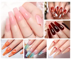 Collage di vari colori di smalto gel per unghie BORN PRETTY jelly nude su unghie lunghe