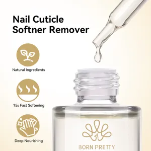 Close-up of BORN PRETTY nail cuticle softener dropper bottle with liquid texture