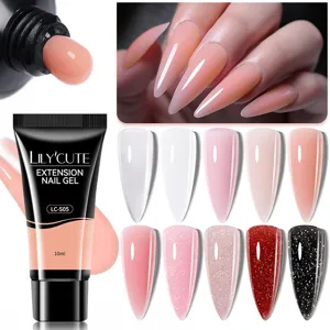 Λεπτομέρεια σωληναρίου τζελ επέκτασης LILY'CUTE 10ml με δείγματα χρωμάτων νυχιών