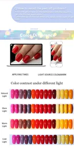 Lily'Cute shimmer quicksand nail gel polish color chart with different lighting environment effects
