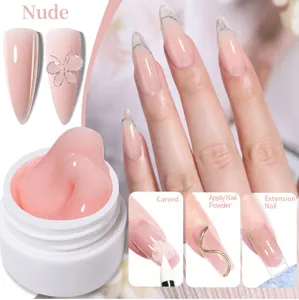 Detailansicht von nude-farbenem Nagelverlängerungsgel zum Modellieren und Schnitzen.