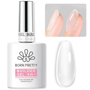 BORN PRETTY 8-in-1 heldere builder gel met flesje en glanzende nagelafwerking