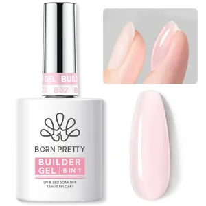 Born Pretty 8-in-1 builder nagelgel fles met roze kleurensample en detailweergave