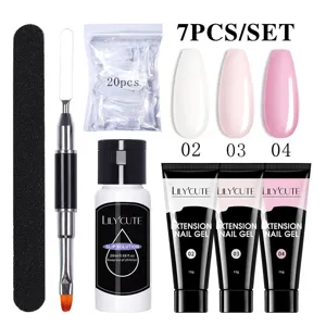 7-delige LILY'CUTE nagelverlengingsset met gel, glijmiddel en manicure-instrumenten