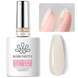 Detailweergave van BORN PRETTY 8-in-1 nagel builder gel met een doorschijnende melkwitte finish.