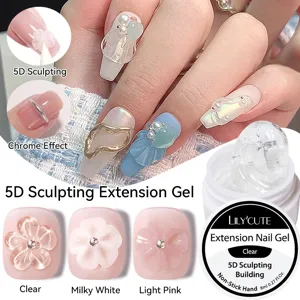 LILY'CUTE 5D Bildhauerei Verlängerungsgel Nicht Klebend Festes Aufbau UV LED Gel Für DIY Nagelkunst Stereoskopische Dekoration
