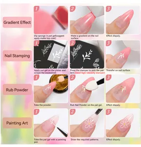 Step-by-step tutorial for gradient and stamping nail art decor using solid painting gel