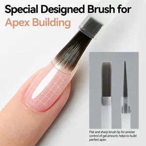 Gedetailleerd macro-zicht van de platte en scherpe nagelpenseelpunt voor Apex-opbouw