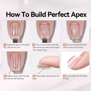 Stap-voor-stap handleiding voor een perfecte nagelapex met heldere builder gel voor nagels.
