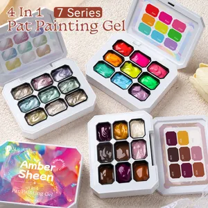 UR SUGAR 9-Grid Solid Gel Nail Polish Set Pat Painting Gel For Gradient Blush Relief Nail Art Oil Painting Texture Painting Gel