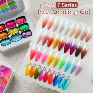 9-color solid pat painting gel palette for nail art gradient blush effects