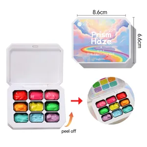 9-color solid painting gel palette for nail art, 18g cream texture for DIY gradients
