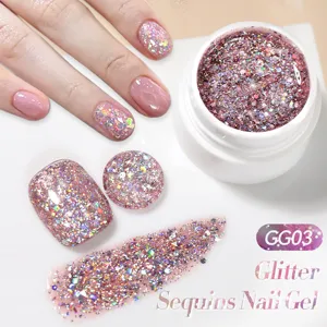 High-shine pink purple glitter sequins nail gel polish for professional manicure art